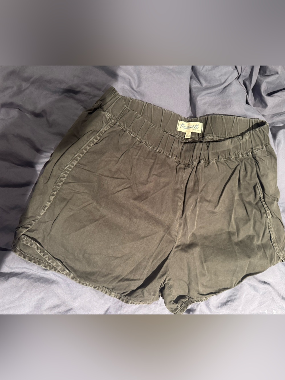 Madewell Olive Green Elastic-Waist Athletic Shorts